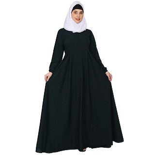 Umbrella cut abaya- Bottle Green